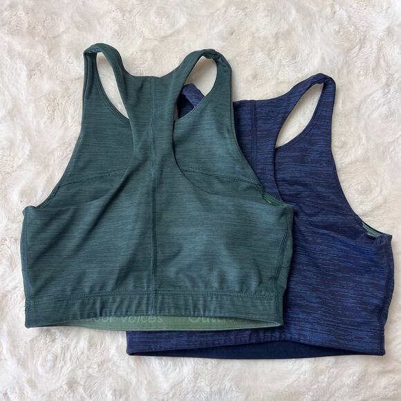 Set of 2 Outdoor Voices Move Free Sports Bra Crop Top XS Blue Green Racerback - Picture 2 of 4